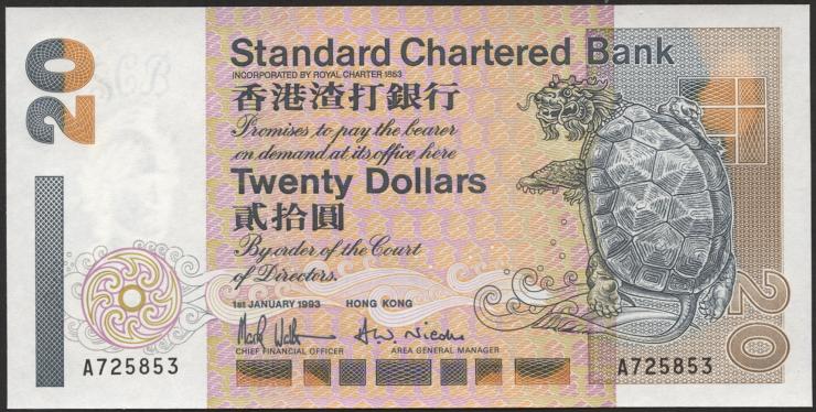 Hongkong P.285a 20 Dollars 1993 (1) 