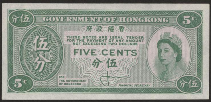 Hongkong P.326 5 Cents (1961-1965) (1) 