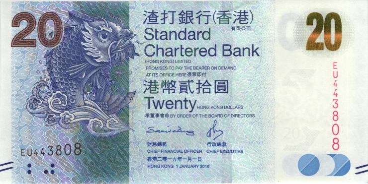 Hongkong P.297f 20 Dollars 2016 (1) 