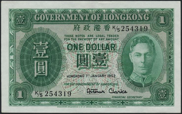 Hongkong P.324a 1 Dollar 1949 (2) 