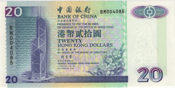 Hongkong P.329f 20 Dollars 2000 (1) 