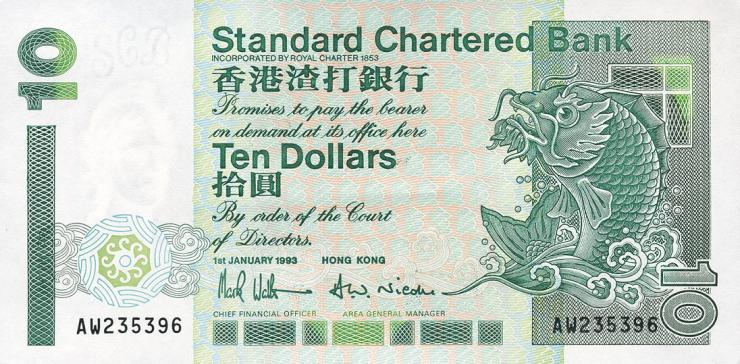 Hongkong P.284a 10 Dollars 1993 (1) 