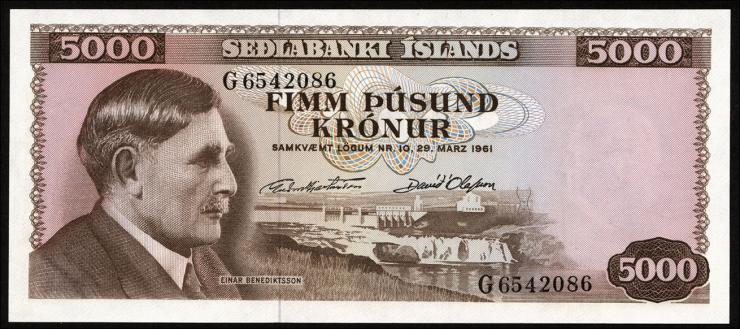 Island / Iceland P.47 5000 Kronen 1961 (1) 