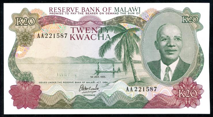 Malawi P.17a 20 Kwacha 1983 (1) 