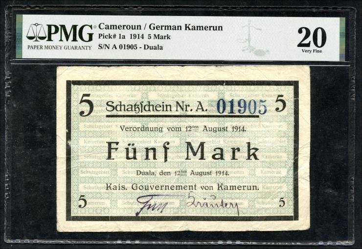 R.962: Kamerun 5 Mark 1914 (3) nicht entwertet 
