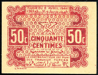 Marokko / Morocco P.41 50 Centimes 1944 (1/1-) 