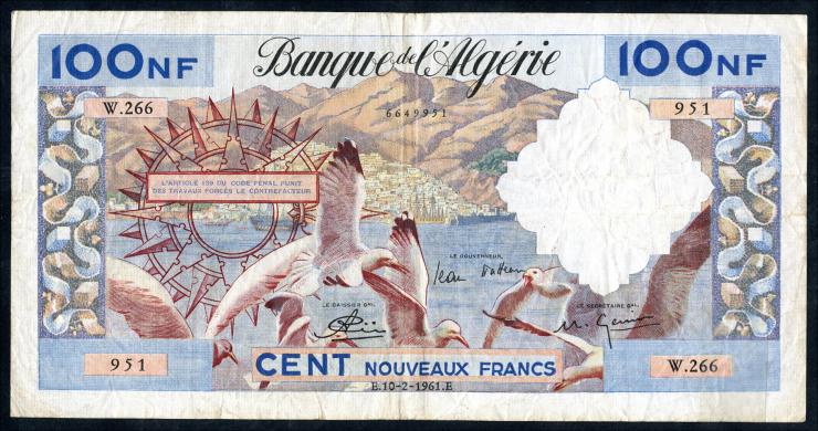 Algerien / Algeria P.121b 100 Neue Francs 10.2.1961 (3) 