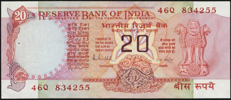 Indien / India P.082g 20 Rupien (1970-) A (1) 