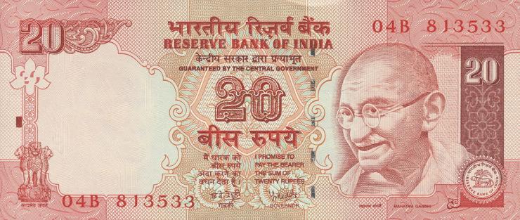 Indien / India P.096b 20 Rupien 2007 (1) 