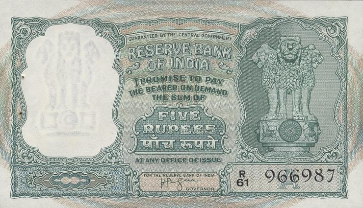 Indien / India P.035b 5 Rupien (ca. 1957-62) (1) 