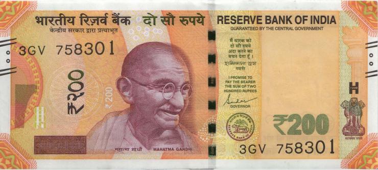 Indien / India P.113l 200 Rupien 2020 (1) 