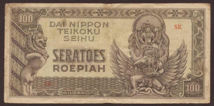 Ndl. Indien / Netherlands Indies P.132 100 Rupien (1944) (3-) 