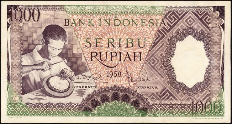 Indonesien / Indonesia P.062 1000 Rupien 1958 (2) 