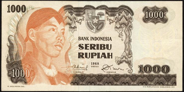 Indonesien / Indonesia P.110 1000 Rupien 1968 (3+) 