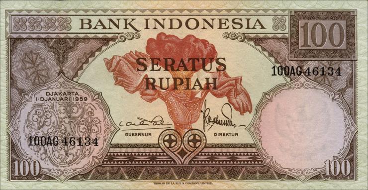 Indonesien / Indonesia P.069 100 Rupien 1959 (1) 