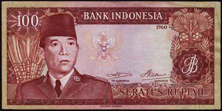 Indonesien / Indonesia P.086a 100 Rupien 1960 (3+) 