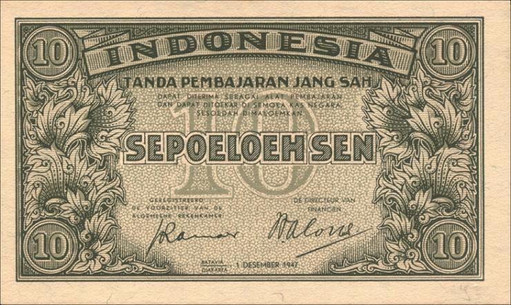 Indonesien / Indonesia P.031 10 Rupien 1947 (1) 