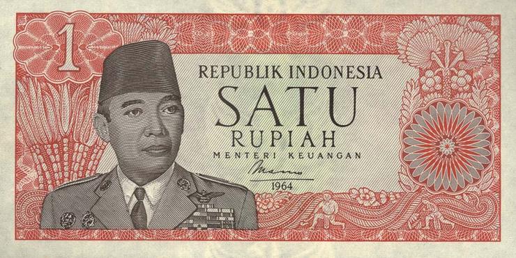 Indonesien / Indonesia P.080b 1 Rupie 1964 (1) 
