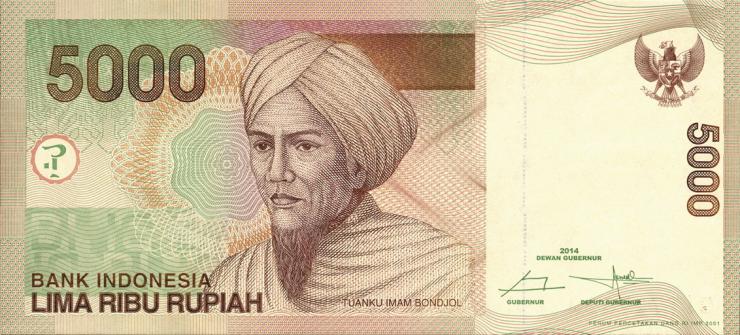 Indonesien / Indonesia P.142n 5000 Rupien 2014 (1) 