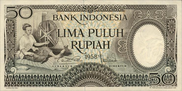 Indonesien / Indonesia P.058 50 Rupien 1958 (1) 