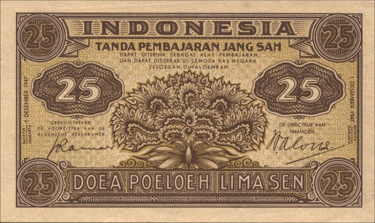 Indonesien / Indonesia P.032 25 Sen 1947 (1) 