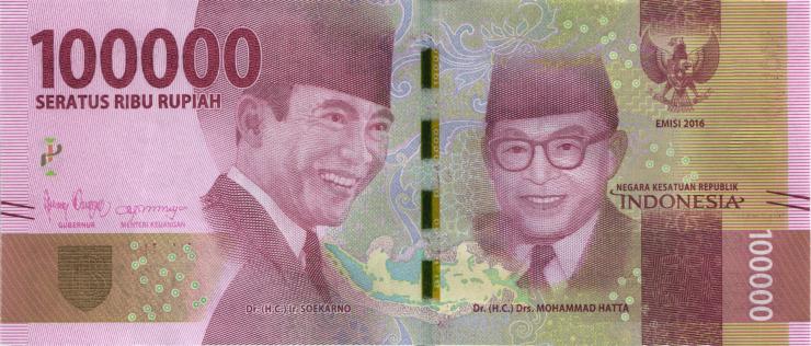 Indonesien / Indonesia P.160b 100.000 Rupien 2016 (2018) (1) 