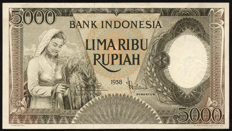 Indonesien / Indonesia P.063 5000 Rupien 1958 (2+) 