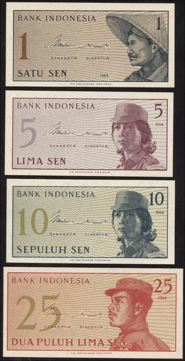 Indonesien / Indonesia P.090-93 1 - 25 Sen 1964 (1) 