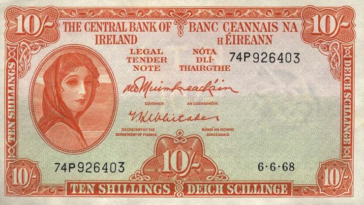 Irland / Ireland P.63a 10 Shillings 1968 (1) 