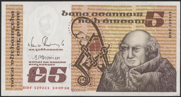 Irland / Ireland P.71e 5 Pounds 1988 (1) 