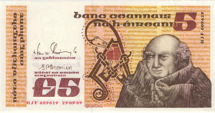 Irland / Ireland P.71e 5 Pounds 1989 (1) 
