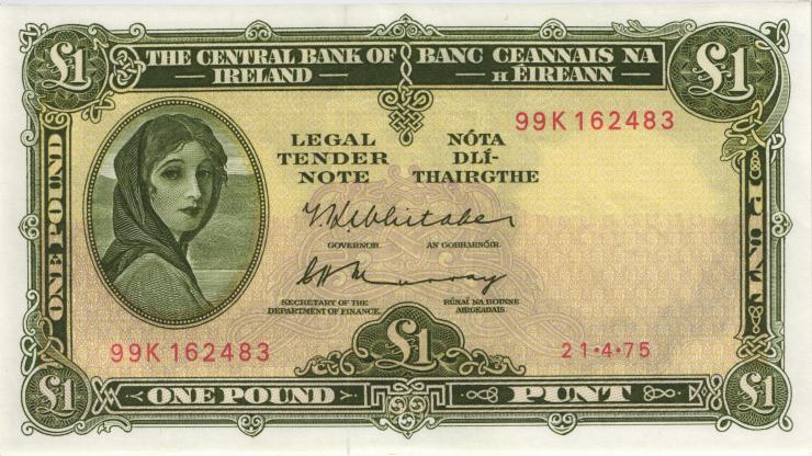 Irland / Ireland P.64c 1 Pound 1975 (1) 