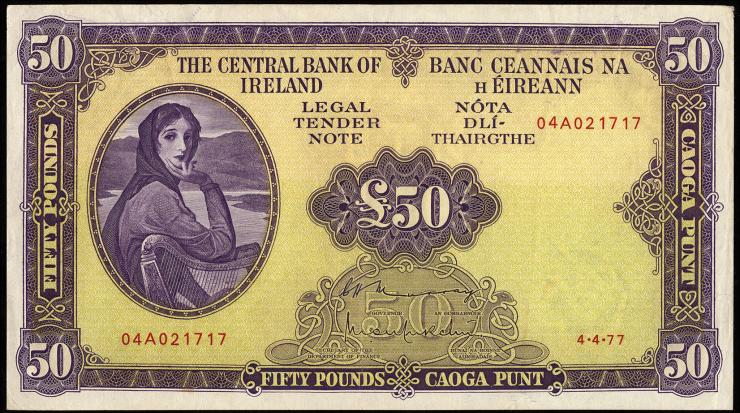 Irland / Ireland P.68c 50 Pounds 1977 (2) 
