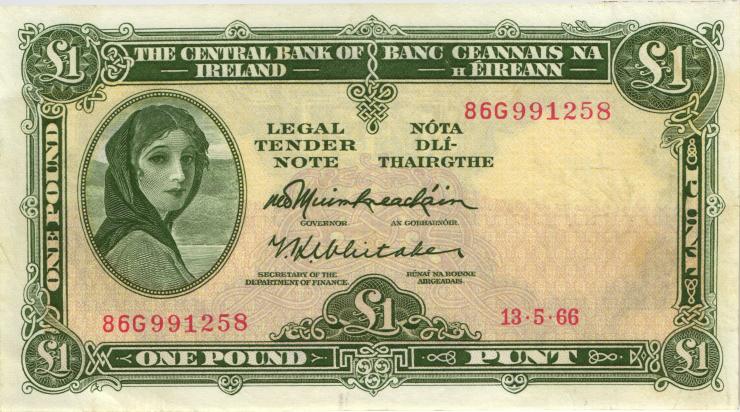 Irland / Ireland P.64a 1 Pound 1966 (2+) 