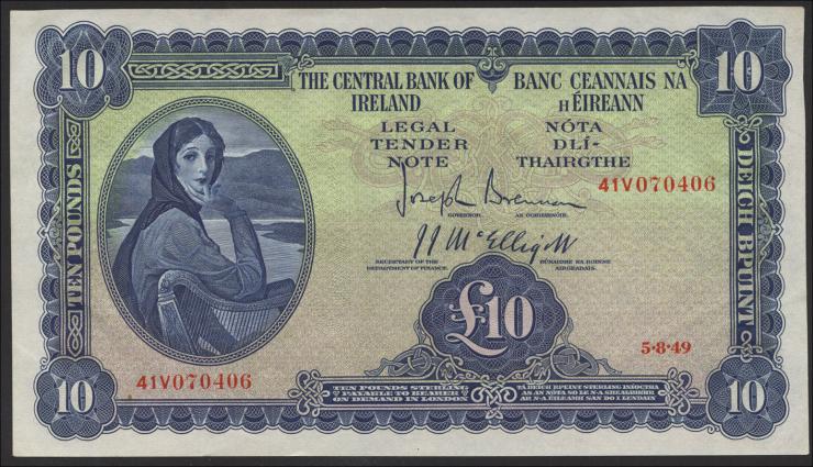 Irland / Ireland P.59b 10 Pounds 5.8.1949 (1) 