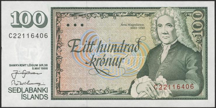 Island / Iceland P.54 100 Kronen 1986 (1994) (1) 