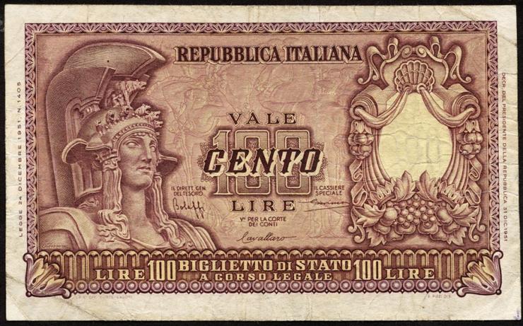 Italien / Italy P.092a 100 Lire 1951 (3) 