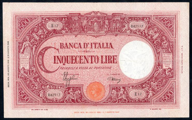 Italien / Italy P.070a 500 Lire 23.8.1943 (2) 