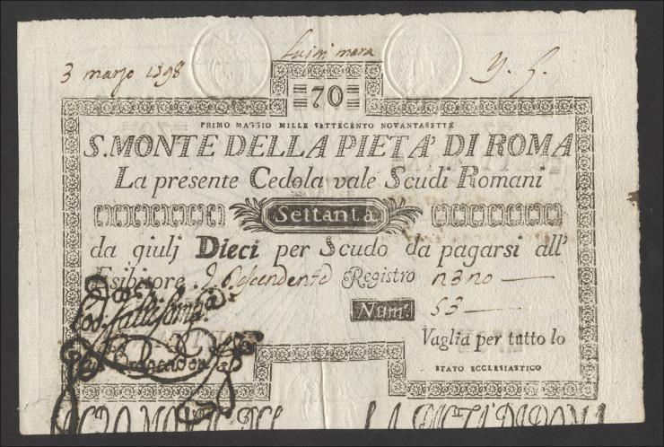 Italien - Vatikan P.S352 70 Scudi 1797 (1-) 