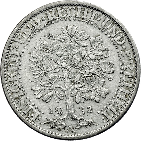 J.331 • 5 Reichsmark Eichbaum 1932 A 