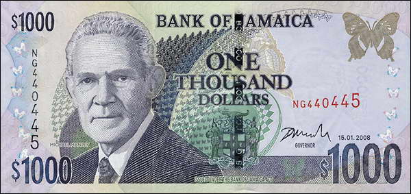 Jamaika / Jamaica P.086f 1000 Dollars 2008 