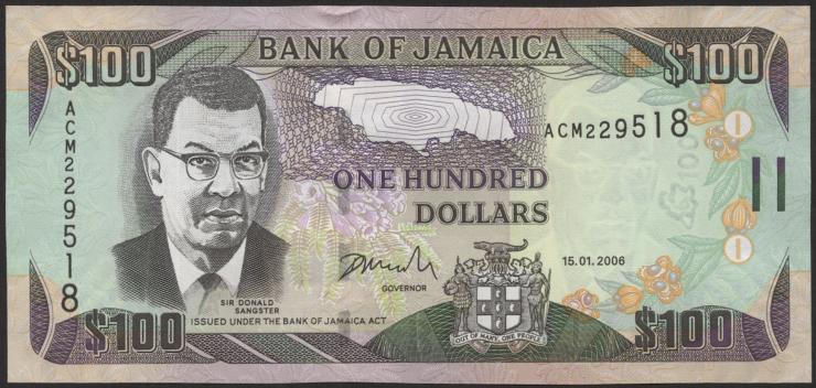 Jamaika / Jamaica P.084b 100 Dollars 2006 (1) 