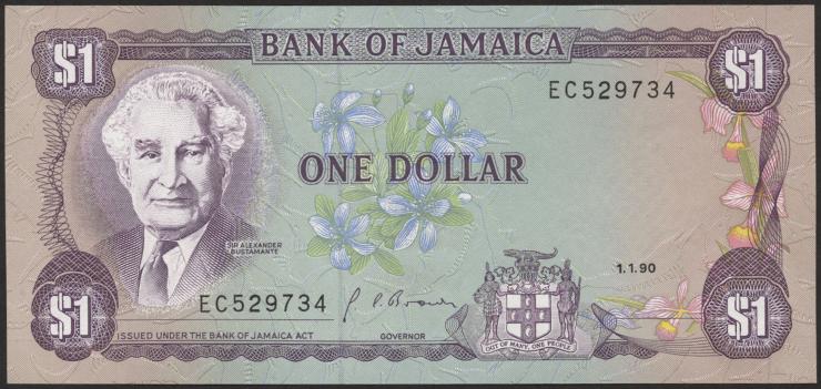 Jamaika / Jamaica P.068Ad 1 Dollar 1990 (1) 