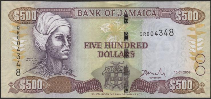 Jamaika / Jamaica P.085f 500 Dollars 2008 (1) 