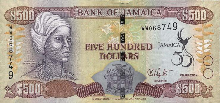Jamaika / Jamaica P.091 500 Dollars 2012 Gedenkbanknote (1) 