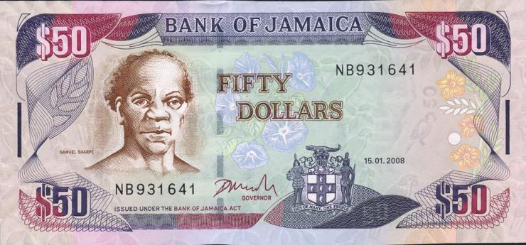 Jamaika / Jamaica P.083c 50 Dollars 2008 (1) 