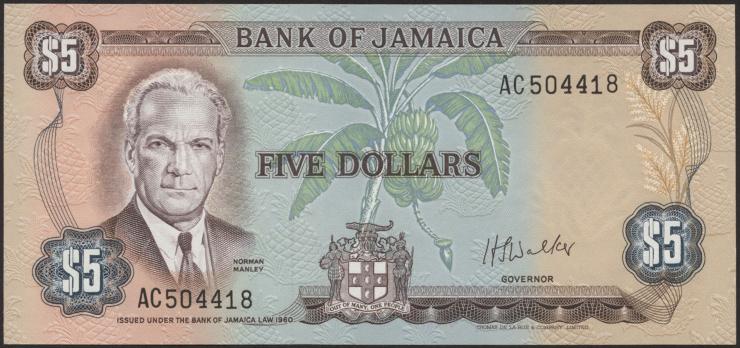 Jamaika / Jamaica P.061b 5 Dollars (1976) (1) 