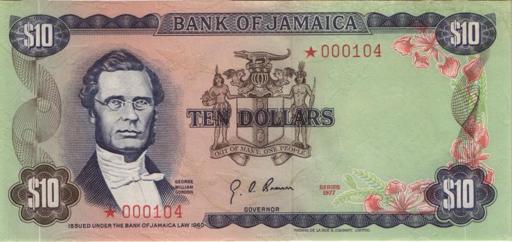 Jamaika / Jamaica P.062 10 Dollars 1977 Specimen * Serie (1/1-) 