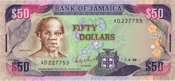 Jamaika / Jamaica P.073a 50 Dollars 1988 (1) 