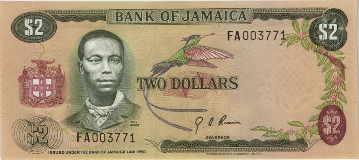 Jamaika / Jamaica P.058 2 Dollars 1960 (1973) Gedenkbanknote (1) 